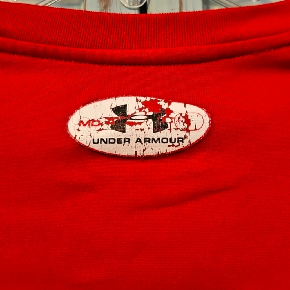UNDER ARMOUR MARYLAND BASKETBALL SHIRT Mens Medium Red Loose Short Sleeve Tee - Picture 5 of 6